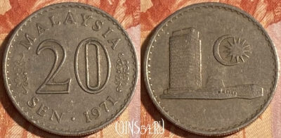 Малайзия 20 сенов 1971 года, KM# 4, 282r-094