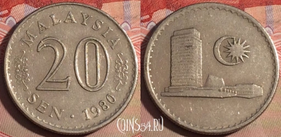 Малайзия 20 сенов 1980 года, KM# 4, 220a-073