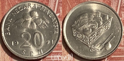 Малайзия 20 сенов 1991 года, KM# 52, 074s-059 ♛