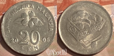 Малайзия 20 сенов 2005 года, KM# 52, 497р-110