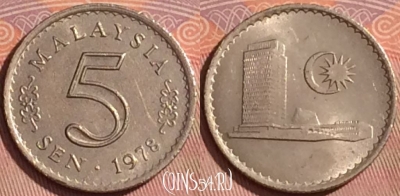 Малайзия 5 сенов 1978 года, KM# 2, 358k-075