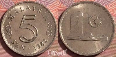 Малайзия 5 сенов 1982 года, KM# 2, 112b-144