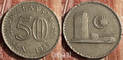 Малайзия 50 сенов 1988 года, KM# 5, 048s-128