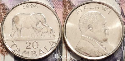 Малави 20 тамбал 1996 года, KM# 29, aUNC, 135-049