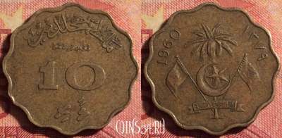 Мальдивы 10 лари 1960 года, KM# 46, 184j-014