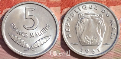 Мали 5 франков 1961 года, KM# 2, 154b-028
