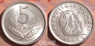 Мали 5 франков 1961 года, KM# 2, UNC, 335j-097