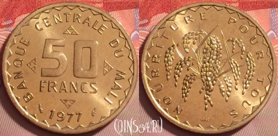 Мали 50 франков 1977 года, KM# 9, UNC, 120j-105