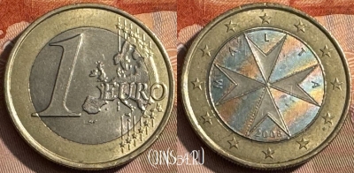 Мальта 1 евро 2008 года, KM# 131, 468s-605 ♛