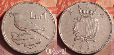 Мальта 1 лира 1994 года, KM# 99, 210k-071