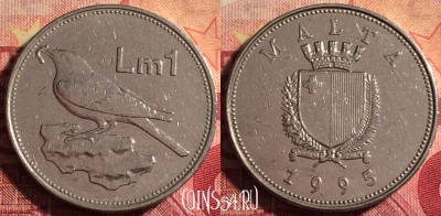 Мальта 1 лира 1995 года, KM# 99, 177j-103