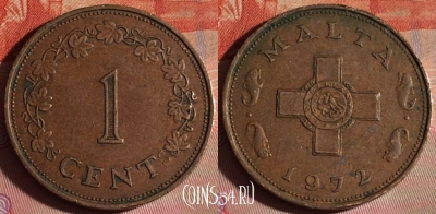 Мальта 1 цент 1972 года, KM# 8, 122f-015