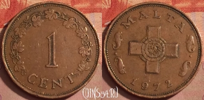 Мальта 1 цент 1972 года, KM# 8, 361k-143
