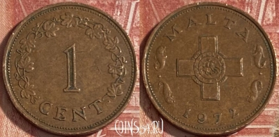 Мальта 1 цент 1972 года, KM# 8, 475r-042