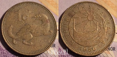 Мальта 1 цент 1986 года, KM# 78, 188a-093