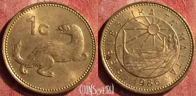 Мальта 1 цент 1986 года, KM# 78, 400-078