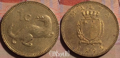 Мальта 1 цент 1991 года, KM# 93, 150b-081
