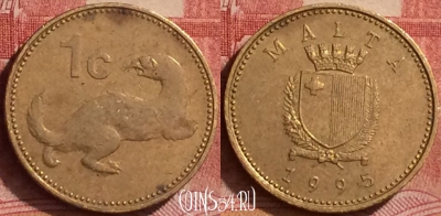 Мальта 1 цент 1995 года, KM# 93, 259l-074