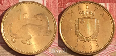 Мальта 1 цент 1998 года, KM# 93, 220-053