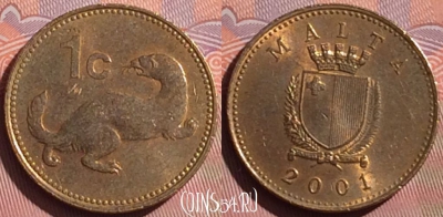 Мальта 1 цент 2001 года, KM# 93, 055i-191