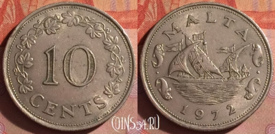 Мальта 10 центов 1972 года, KM# 11, 050i-136
