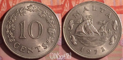 Мальта 10 центов 1972 года, KM# 11, 055i-019