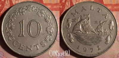 Мальта 10 центов 1972 года, KM# 11, 179f-046