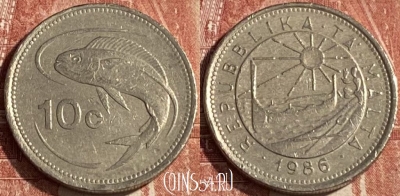 Мальта 10 центов 1986 года, KM# 76, 123r-092