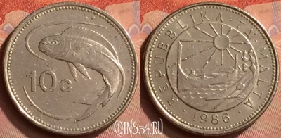 Мальта 10 центов 1986 года, KM# 76, 148m-141