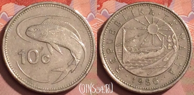 Мальта 10 центов 1986 года, KM# 76, 196l-144