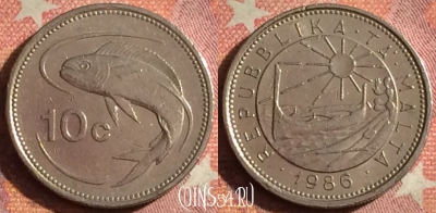 Мальта 10 центов 1986 года, KM# 76, 377-119