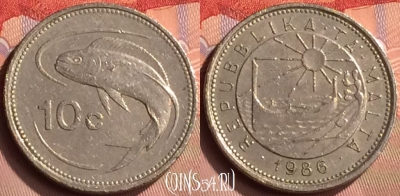 Мальта 10 центов 1986 года, KM# 76, 417-012
