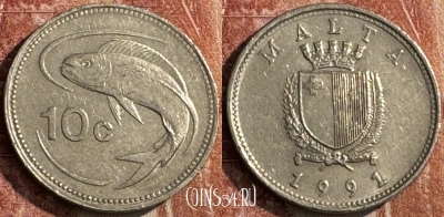 Мальта 10 центов 1991 года, KM# 96, s049s-082