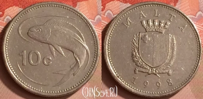 Мальта 10 центов 1998 года, KM# 96, 152m-110
