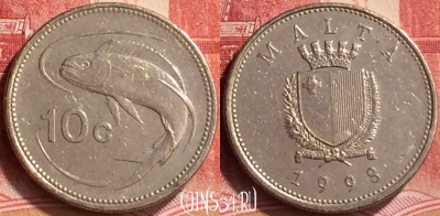 Мальта 10 центов 1998 года, KM# 96, 170m-016