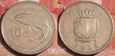 Мальта 10 центов 1998 года, KM# 96, 218-042