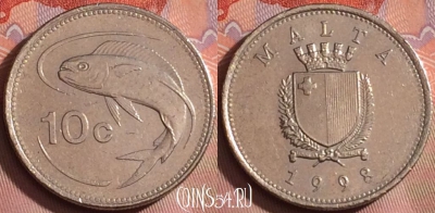 Мальта 10 центов 1998 года, KM# 96, 239k-062