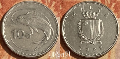 Мальта 10 центов 1998 года, KM# 96, 463q-648
