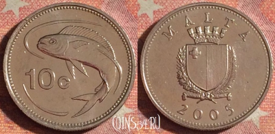 Мальта 10 центов 2005 года, KM# 96, 102i-141
