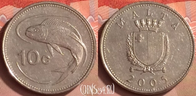 Мальта 10 центов 2005 года, KM# 96, 152m-023