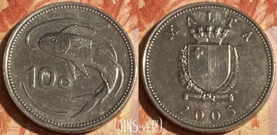 Мальта 10 центов 2005 года, KM# 96, 287r-028