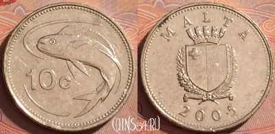 Мальта 10 центов 2005 года, KM# 96, 375k-036