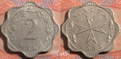 Мальта 2 милс 1972 года, KM# 5, b094-017
