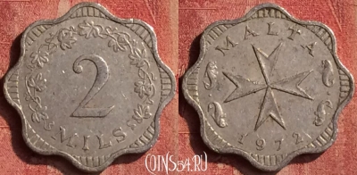 Мальта 2 милс 1972 года, KM# 5, 402-005