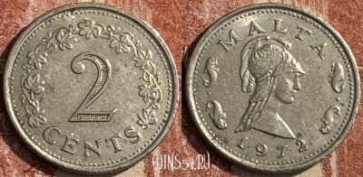 Мальта 2 цента 1972 года, KM# 9, s049s-054