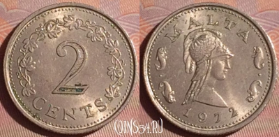 Мальта 2 цента 1972 года, KM# 9, 052i-086