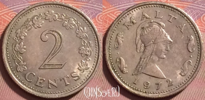 Мальта 2 цента 1972 года, KM# 9, 138j-002