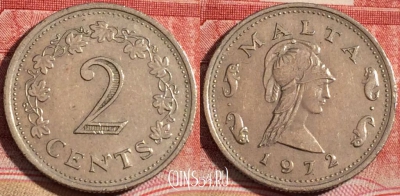 Мальта 2 цента 1972 года, KM# 9, 221-064