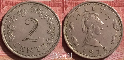 Мальта 2 цента 1972 года, KM# 9, 257j-008