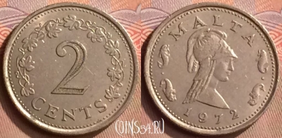 Мальта 2 цента 1972 года, KM# 9, 422-105